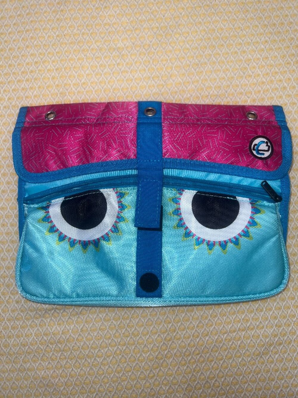 Case-it Pink & Blue Monster Eye Pencil Pouch Binder Insert Organizer